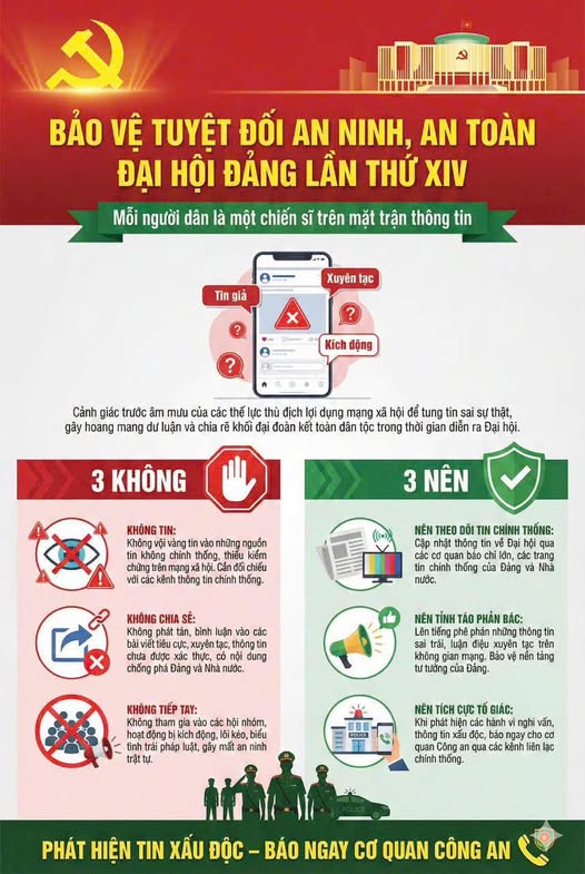 Bảo vệ tuyệt đối an ninh, an toàn Đại hội Đảng toàn quốc lần thứ XIV